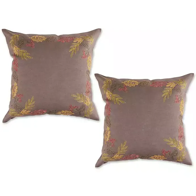 Online Kirklands Home Gray Shimmer Leaves 2-pc. Harvest Pillow Cover Set