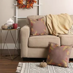 Online Kirklands Home Gray Shimmer Leaves 2-pc. Harvest Pillow Cover Set
