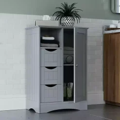 Kirklands Home Single Door 3-Drawer Cabinet Gray