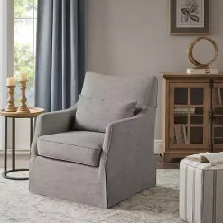 Discount Kirklands Home Skirted Swivel Martha Stewart Accent Chair Gray