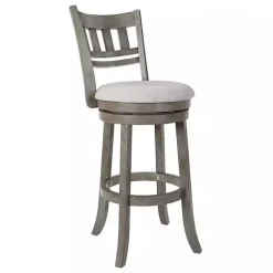 Outlet Kirklands Home Slatted Back Upholstered Swivel Bar Stool Gray