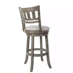 Outlet Kirklands Home Slatted Back Upholstered Swivel Bar Stool Gray