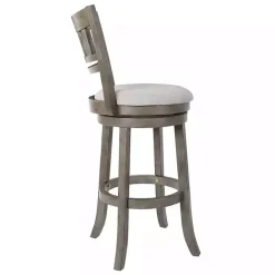 Outlet Kirklands Home Slatted Back Upholstered Swivel Bar Stool Gray