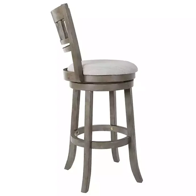 Outlet Kirklands Home Slatted Back Upholstered Swivel Bar Stool Gray