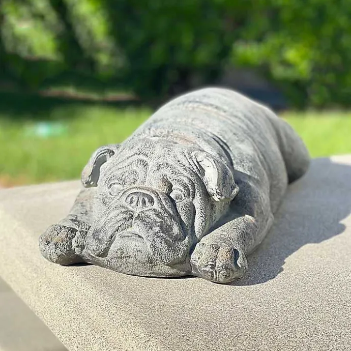 Clearance Kirklands Home Sleeping Bulldog Outdoor Statue Gray