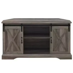 Outlet Kirklands Home Sliding Barn Doors Corner TV Stand Gray