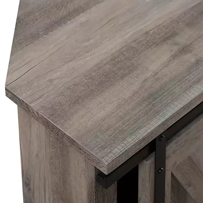 Outlet Kirklands Home Sliding Barn Doors Corner TV Stand Gray