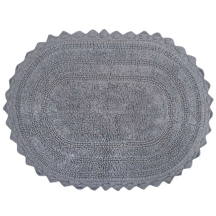 Kirklands Home Small Crochet Oval Bath Mat Gray