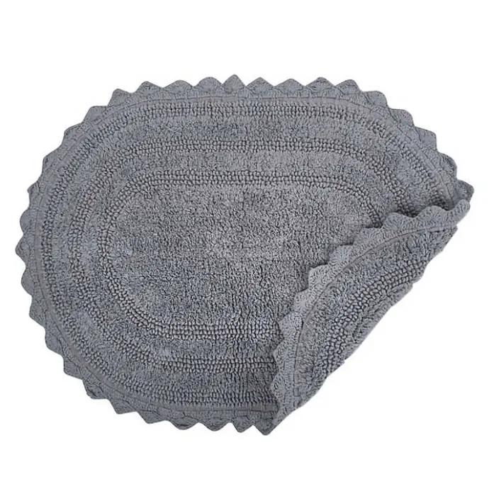 Kirklands Home Small Crochet Oval Bath Mat Gray