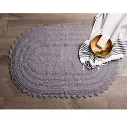Kirklands Home Small Crochet Oval Bath Mat Gray