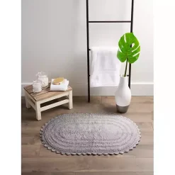 Kirklands Home Small Crochet Oval Bath Mat Gray
