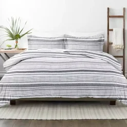 Clearance Kirklands Home Gray Soft Striped 3-pc. King Duvet Cover Set