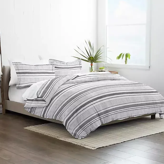Clearance Kirklands Home Gray Soft Striped 3-pc. King Duvet Cover Set