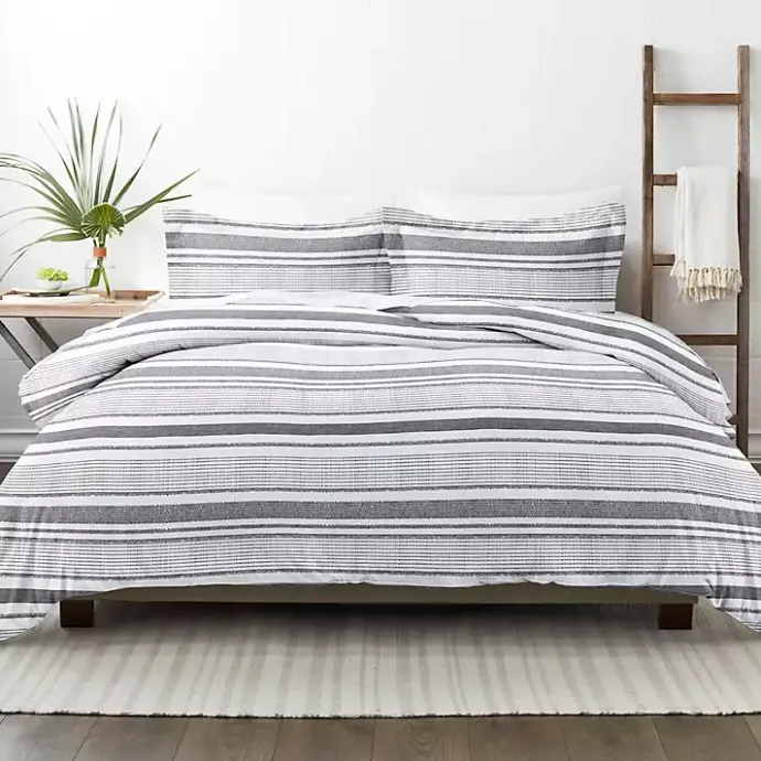 Outlet Kirklands Home Gray Soft Striped 3-pc. Queen Duvet Cover Set
