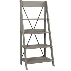 Sale Kirklands Home Gray Solid Wood Ladder Bookshelf