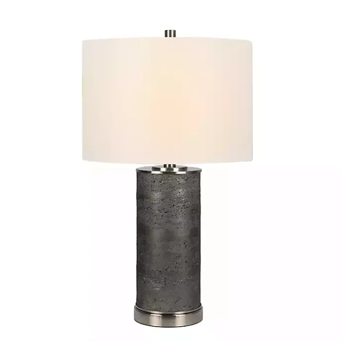 Clearance Kirklands Home Stone and Steel Cylinder Table Lamp Gray