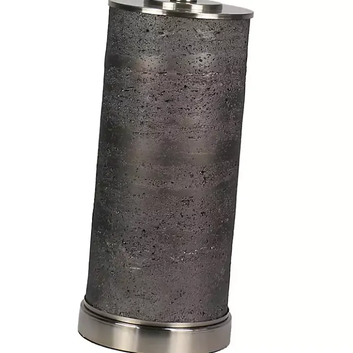 Clearance Kirklands Home Stone and Steel Cylinder Table Lamp Gray