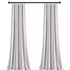 Outlet Kirklands Home Stripe Farmhouse Curtain Panel Set, 95 in. Gray
