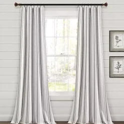 Outlet Kirklands Home Stripe Farmhouse Curtain Panel Set, 95 in. Gray