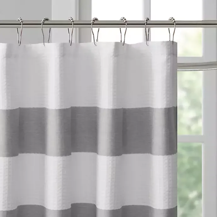 Best Kirklands Home Stripe Waffle Weave Shower Curtain Gray