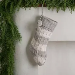 Sale Kirklands Home Striped Knit Christmas Stocking Gray