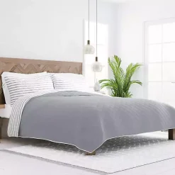 Discount Kirklands Home Gray Striped Reversible 2-pc. Twin Quilt Set