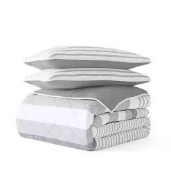 Discount Kirklands Home Gray Striped Reversible 2-pc. Twin Quilt Set