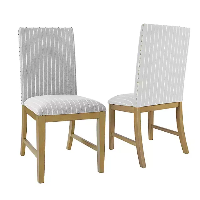 Discount Kirklands Home Stripes Nailhead Dining Chairs, Set of 2 Gray