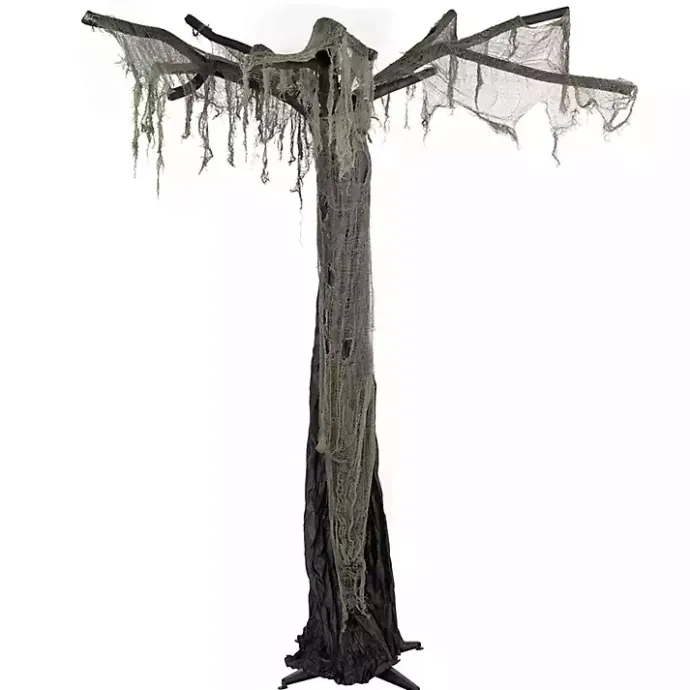 New Kirklands Home Gray Tattered Spooky Tree Halloween Décor, 7.5 ft.