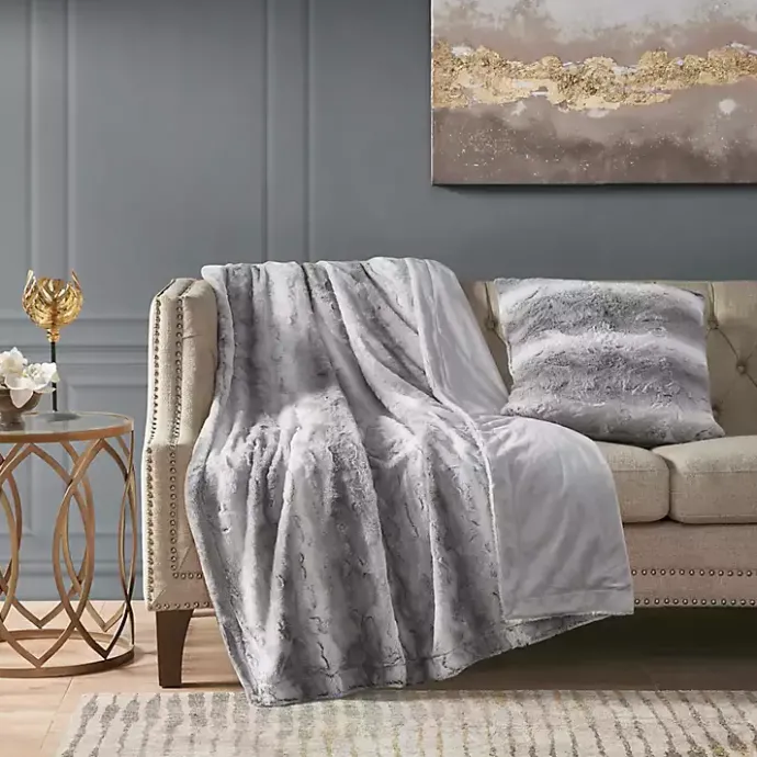 Online Kirklands Home Textured Faux Fur Pillow Gray