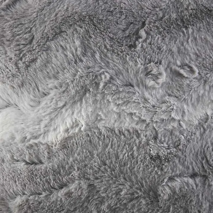 Online Kirklands Home Textured Faux Fur Pillow Gray