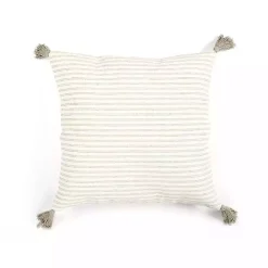 Kirklands Home Gray Thin Woven Stripe Tassel Pillow