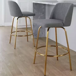 Sale Kirklands Home Torino Gold Leg Counter Stools, Set of 2 Gray