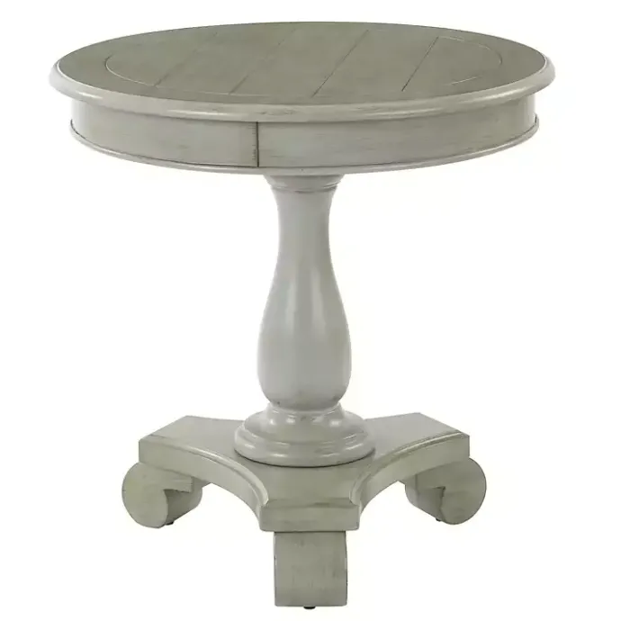 Online Kirklands Home Traditional Round Pedestal Accent Table Gray
