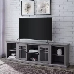 Sale Kirklands Home Transitional Breakfront 2-Door Media Console Gray