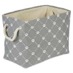 Hot Kirklands Home Trellis Paw Print Storage Basket, 14 in. Gray