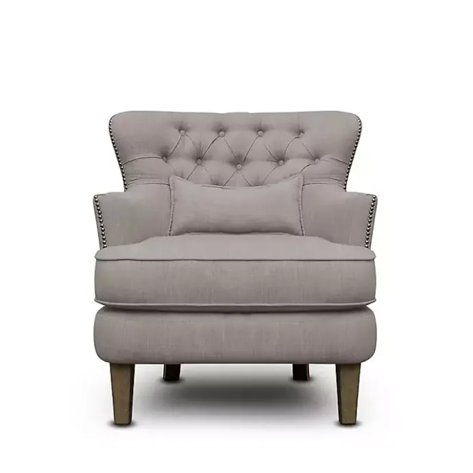 Clearance Kirklands Home Tufted Armchair with Lumbar Pillow Gray