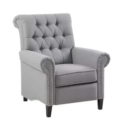 Clearance Kirklands Home Tufted Back Nailhead Trim Recliner Armchair Gray