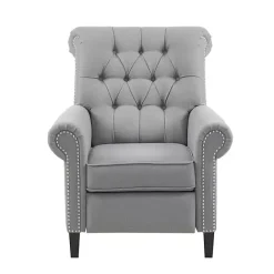 Clearance Kirklands Home Tufted Back Nailhead Trim Recliner Armchair Gray
