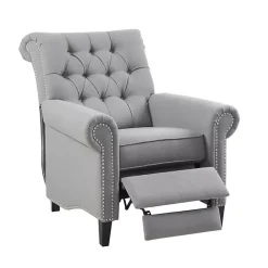 Clearance Kirklands Home Tufted Back Nailhead Trim Recliner Armchair Gray