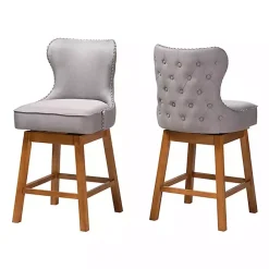 New Kirklands Home Tufted Back Swivel Counter Stools, Set of 2 Gray