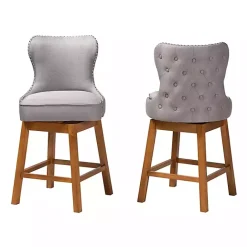 New Kirklands Home Tufted Back Swivel Counter Stools, Set of 2 Gray