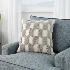 Sale Kirklands Home Tufted Diagonal Checkers Throw Pillow Gray