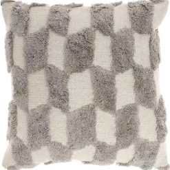 Sale Kirklands Home Tufted Diagonal Checkers Throw Pillow Gray
