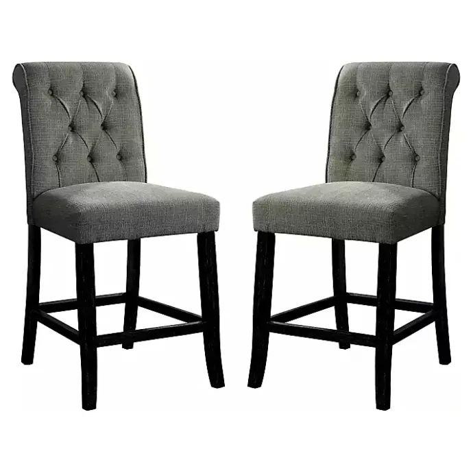 Clearance Kirklands Home Tufted Landon Counter Stools, Set of 2 Gray