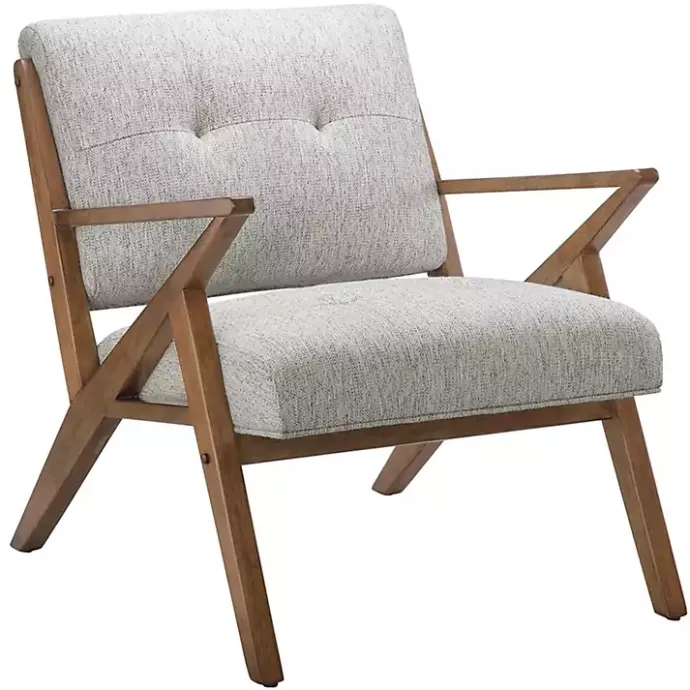 Best Kirklands Home Tufted Pecan Wood Mid-Century Modern Armchair Gray