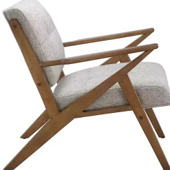 Best Kirklands Home Tufted Pecan Wood Mid-Century Modern Armchair Gray