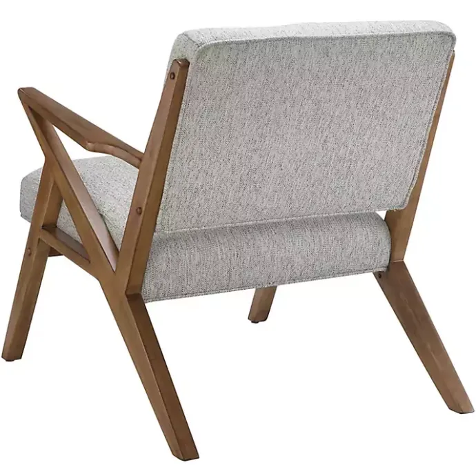 Best Kirklands Home Tufted Pecan Wood Mid-Century Modern Armchair Gray