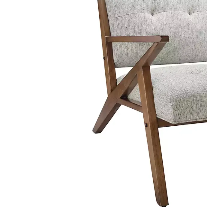 Best Kirklands Home Tufted Pecan Wood Mid-Century Modern Armchair Gray
