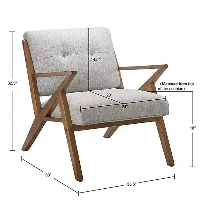 Best Kirklands Home Tufted Pecan Wood Mid-Century Modern Armchair Gray
